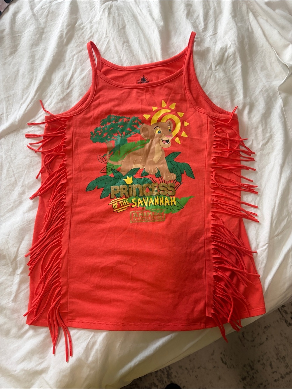 Disney tangerine Lion King 'Princess of the Savannah' Fringe Tank Top